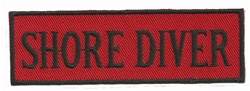 SHORE DIVER - 4" X 1.25" - BLACK AND RED WITH STICK ON BACKING.