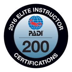 PADI ELITE INSTRUCTOR 200 CERTIFICATIONS -2016