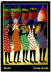 Belize Art Magnet  Ladies with Baskets