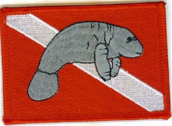Manatee Dive Flag Patch - With Stick on Backing