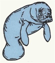 MANATEE PATCH -BLUE - IN THE SHAPE OF A MANATEE