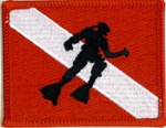 Scuba Flag Patch with Shadow of Diver