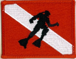 Scuba Flag Patch with Shadow of Diver