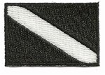 Dive Flag Patch - 1.5 x 1 SMALL- BLACK AND WHITE -  WITH STICK ON BACKING- 10 PATCHES