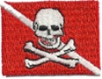 Dive Flag Patch - 1.5 x 1 SMALL- RED SKULL PATCHES -  - 10 PATCHES