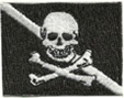 Dive Flag Patch - 1.5 x 1 BLACK WITH SKULL AND CROSS BONES  stick on patches - 10 patches