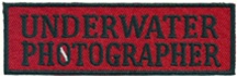 UNDERWATER PHOTOGRAPHER - Red and Black stick on patch- Wholesale