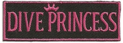 DIVE PRINCESS - EMBROIDERED PATCH - PINK AND BLACK - WHOLESALE 20 PATCHES