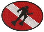 SCUBA FLAG OVAL PATCH WITH DIVER