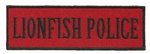 LIONFISH POLICE - 4" X 1.25" - BLACK AND RED WITH STICK ON BACKING.