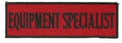 EQUIPMENT SPECIALIST - 4" X 1.25" - BLACK AND RED WITH STICK ON BACKING.