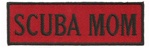 SCUBA MOM - 4" X 1.25" - BLACK AND RED WITH STICK ON BACKING.