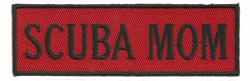 SCUBA MOM - 4" X 1.25" - BLACK AND RED WITH STICK ON BACKING.