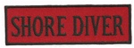 SHORE DIVER - 4" X 1.25" - BLACK AND RED WITH STICK ON BACKING.