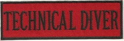 TECHNICAL DIVER- 4" X 1.25" - BLACK AND RED WITH STICK ON BACKING.
