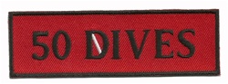 50 DIVES- 4" X 1.25" - BLACK AND RED WITH STICK ON BACKING.