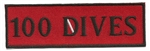 100 DIVES- 4" X 1.25" - BLACK AND RED WITH STICK ON BACKING.