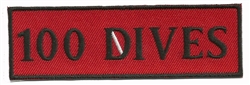100 DIVES- 4" X 1.25" - BLACK AND RED WITH STICK ON BACKING.