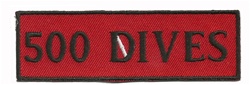 500 DIVES- 4" X 1.25" - BLACK AND RED WITH STICK ON BACKING.