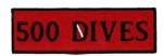 500 DIVES- 4" X 1.25" - BLACK AND RED -20 patches wholesale