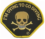 DYING TO GO DIVING - BLACK BACKGROUND WITH YELLOW EMBROIDERY