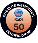 PADI ELITE INSTRUCTOR 50 CERTIFICATIONS -2016