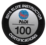 PADI ELITE INSTRUCTOR 100 CERTIFICATIONS -2016