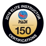 PADI ELITE INSTRUCTOR 150 CERTIFICATIONS -2016