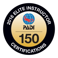 PADI ELITE INSTRUCTOR 150 CERTIFICATIONS -2016