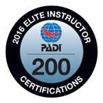 PADI ELITE INSTRUCTOR 200 CERTIFICATIONS -2016