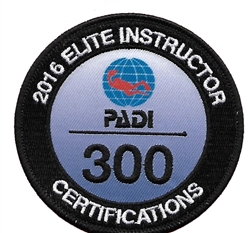 PADI ELITE INSTRUCTOR 300 CERTIFICATIONS -2016