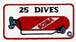 25 Dives Scuba Tank Patch - 10 PATCHES WHOLESALE